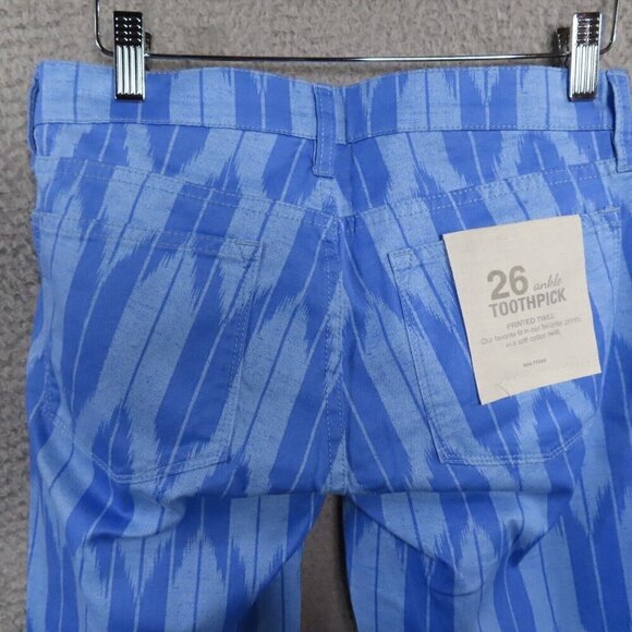 J Crew Factory Jeans Womens 26 Ankle Toothpick Blue Chevron Twill Stretch NEW - Picture 4 of 12